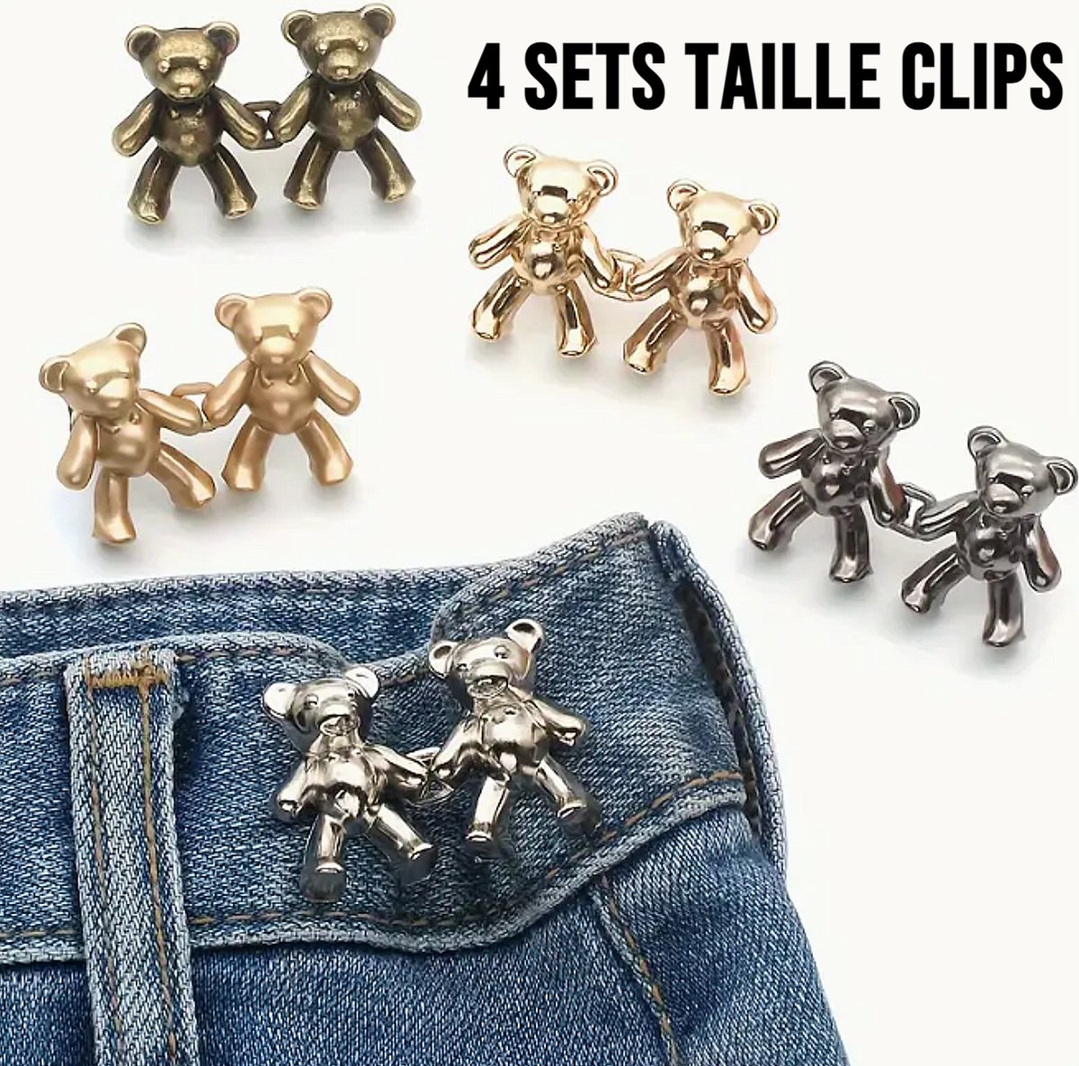 LaGloss® 4 Stuks Verstelbare Beer Tailleknopen Set - Geen Naaien - Taille Clips - Jeans Taille Fix 4x %%