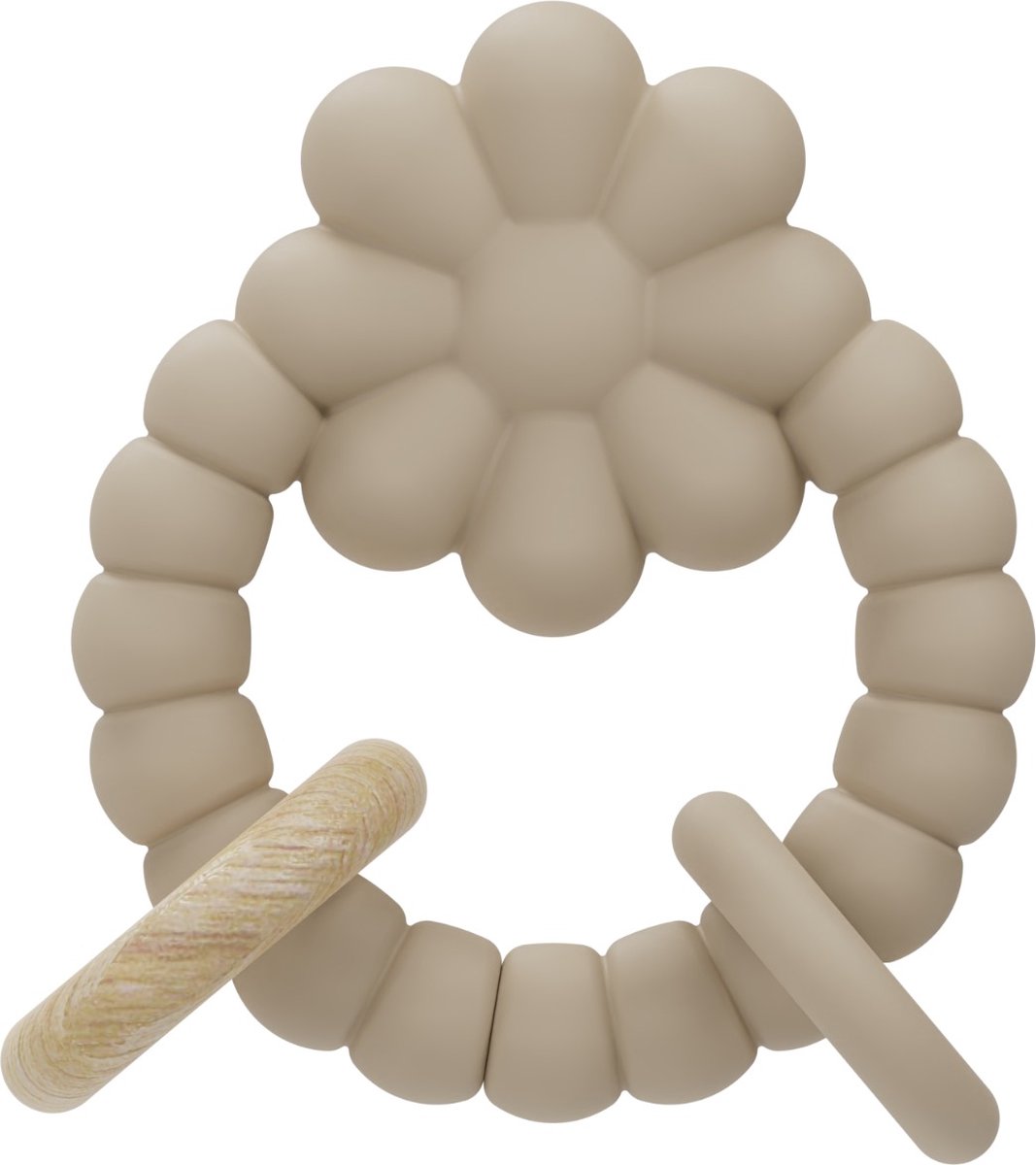 Label Label Bloem Nougat Silicone/Hout Bijtring LLST-26900