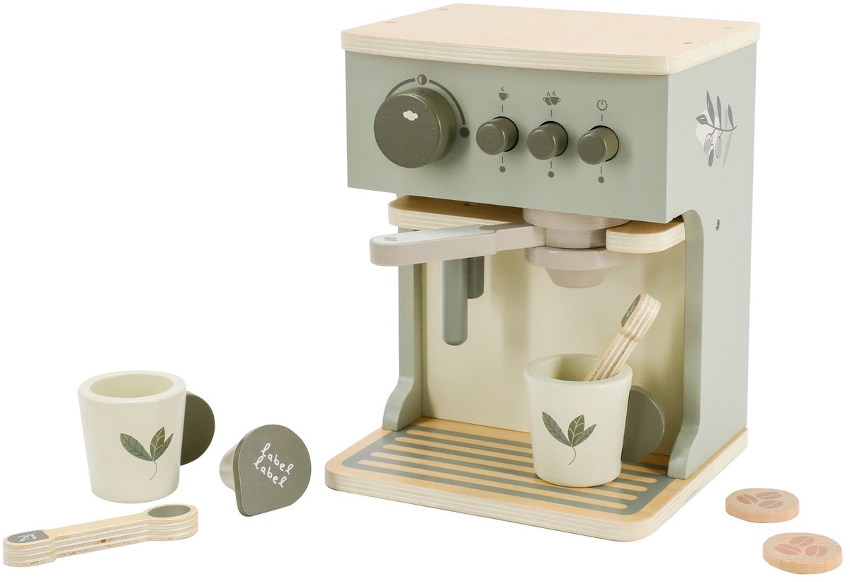 Label Label Olijfgroen Houten Espresso Machine