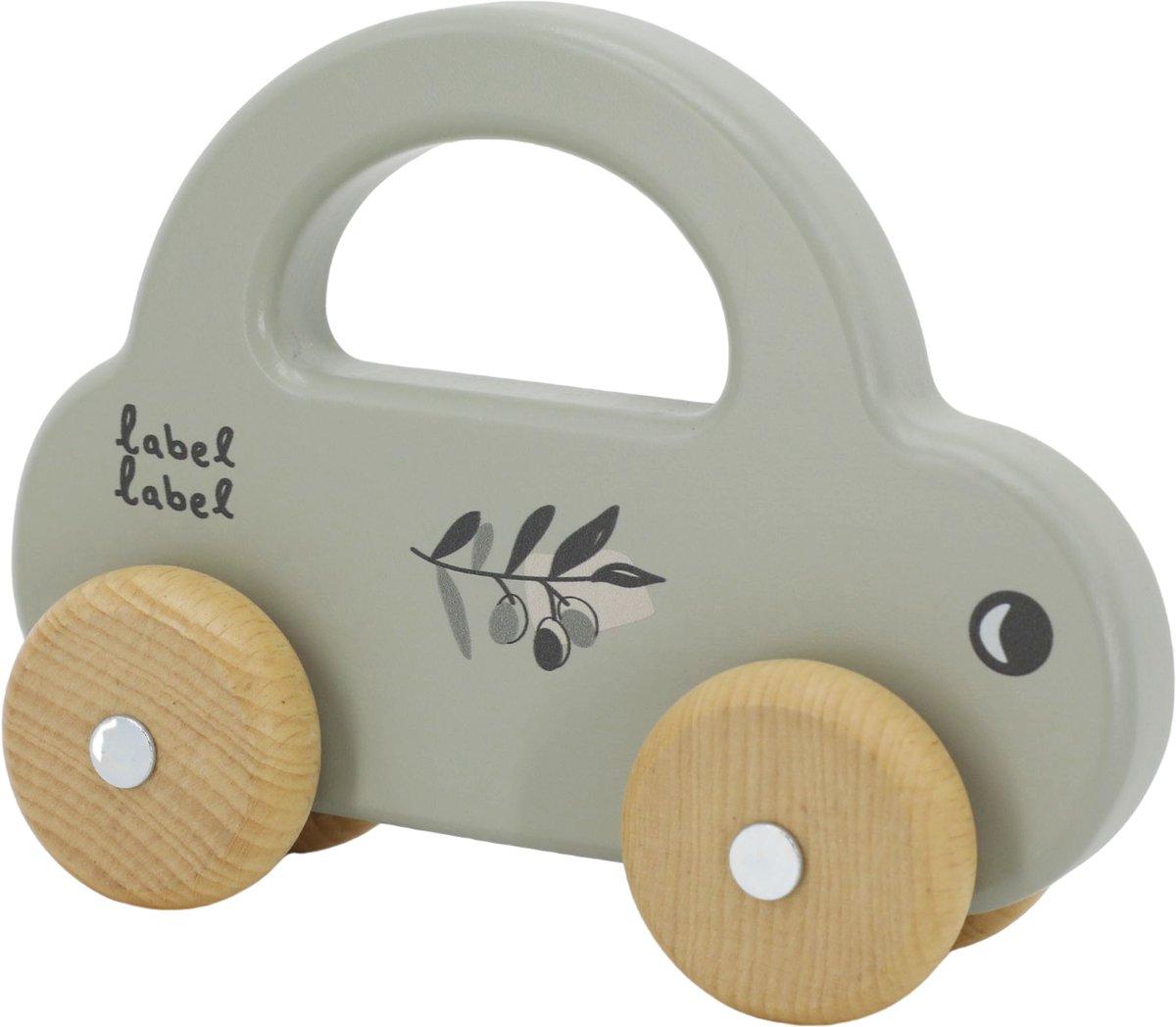 Label Label Olijfgroen Houten Speelgoed Auto LLWT-10251