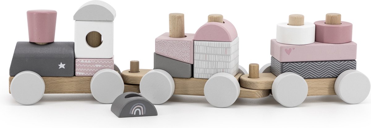 Label Label Roze Houten Speelgoed Trein LLWT-25163