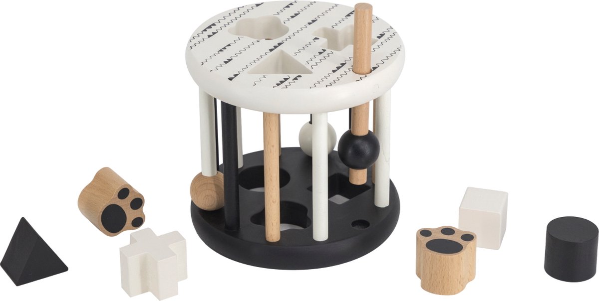   Zwart/Wit Houten Rollende   LLWT-34321