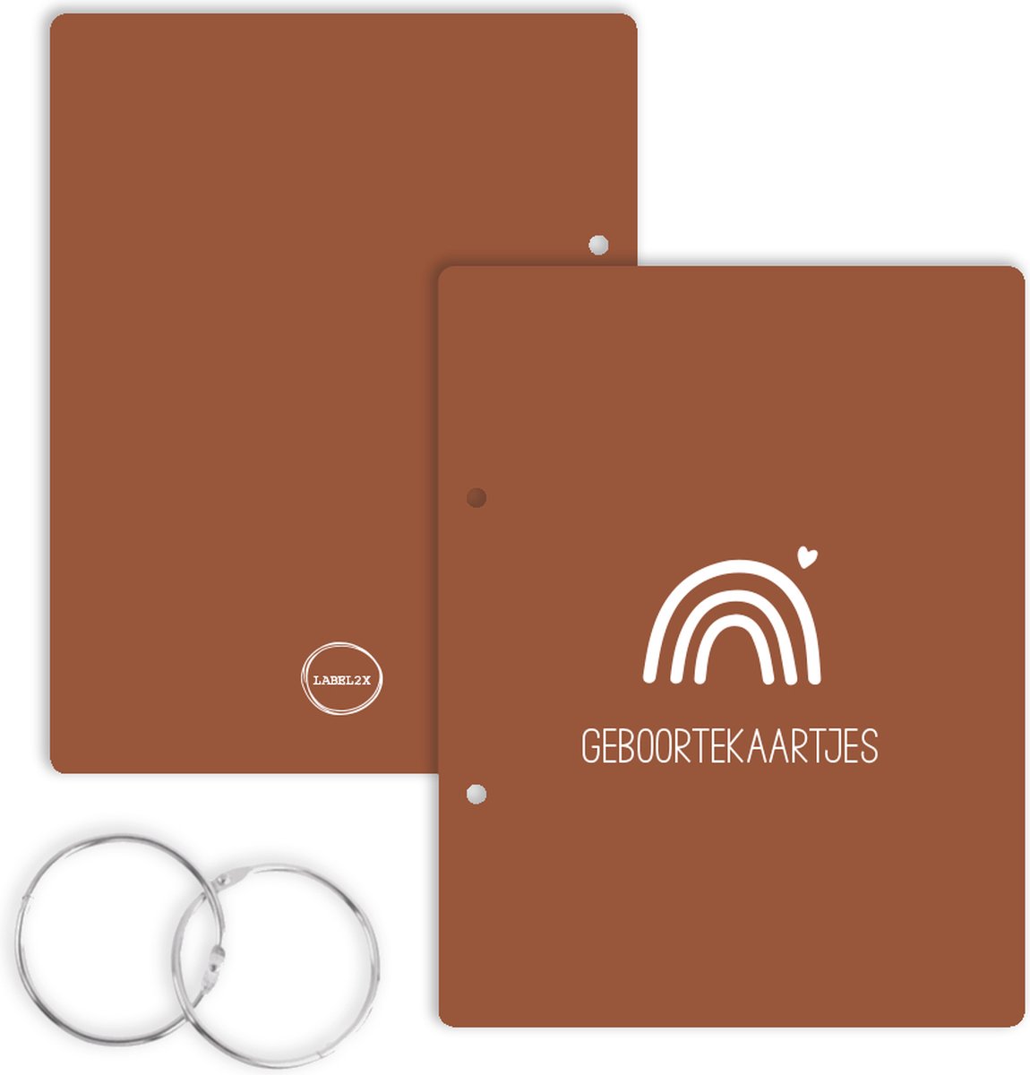 Label2X - Bewaarbundel Geboortekaartjes Regenboog - Roest - A5