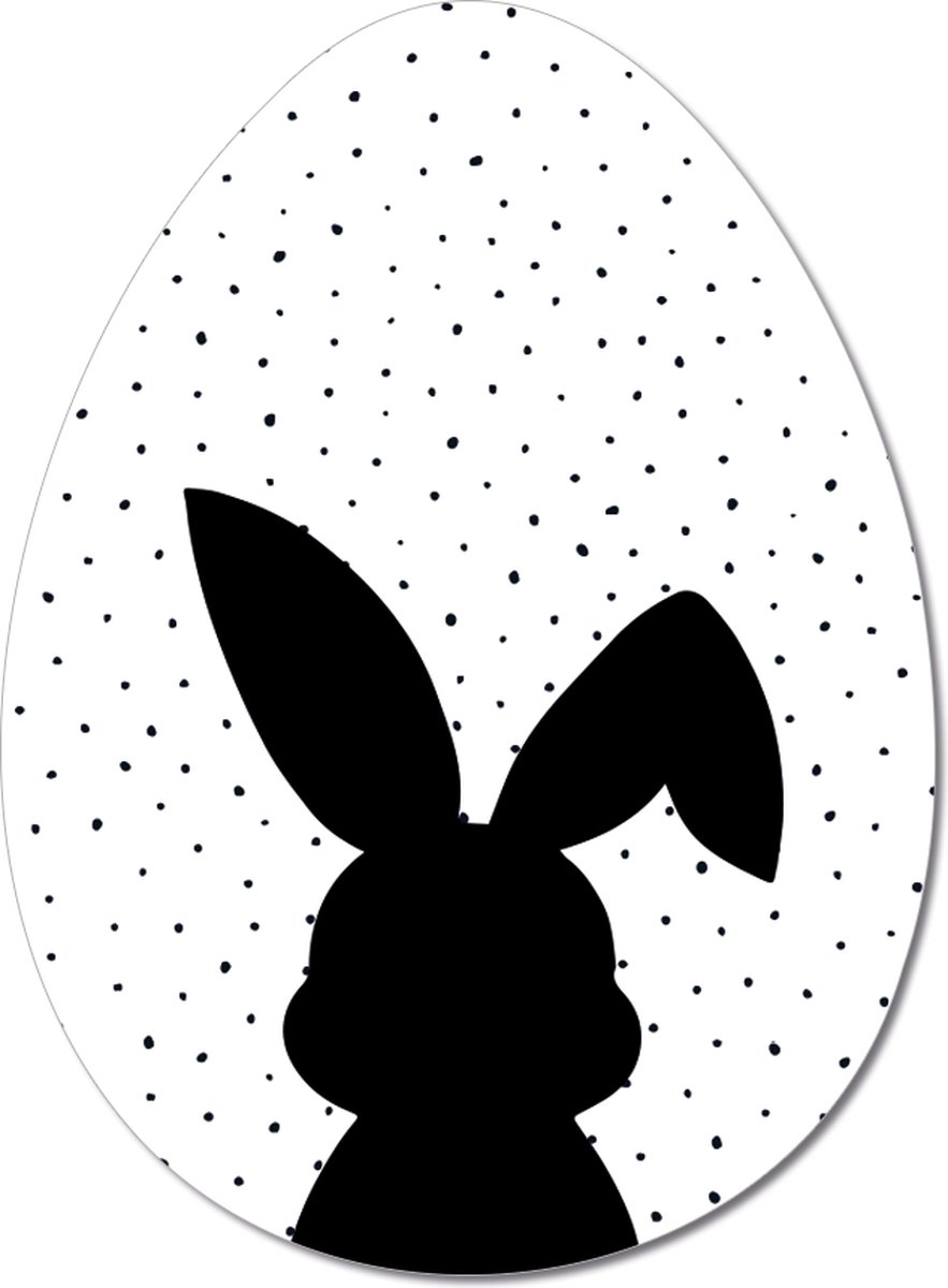 Label2X - Paasei Decoratie Konijn Stipjes - 40 cm hoog - Inclusief Grote Houder - Paasdecoratie - Pasen versiering