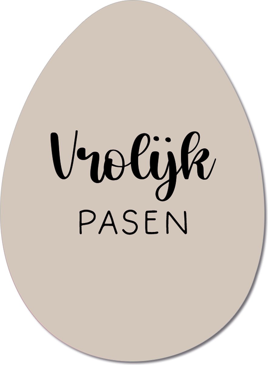 Label2X - Paasei Decoratie Vrolijk Pasen - 30 cm hoog - Inclusief Grote Houder - Paasdecoratie - Pasen versiering