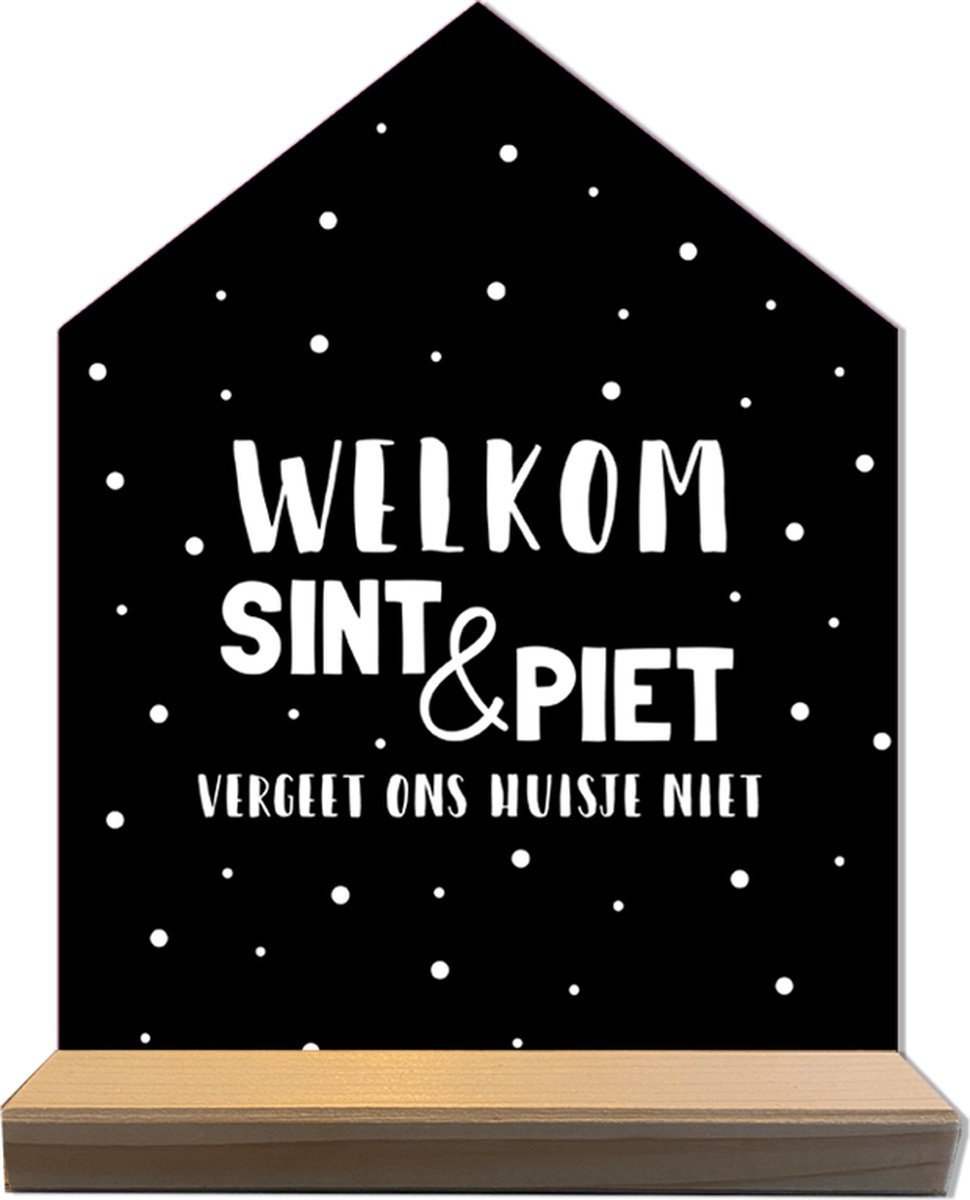 Label2X - Sinthuisje Welkom met Houder - Dibond - Sinterklaas decoratie - Sinterklaas versiering