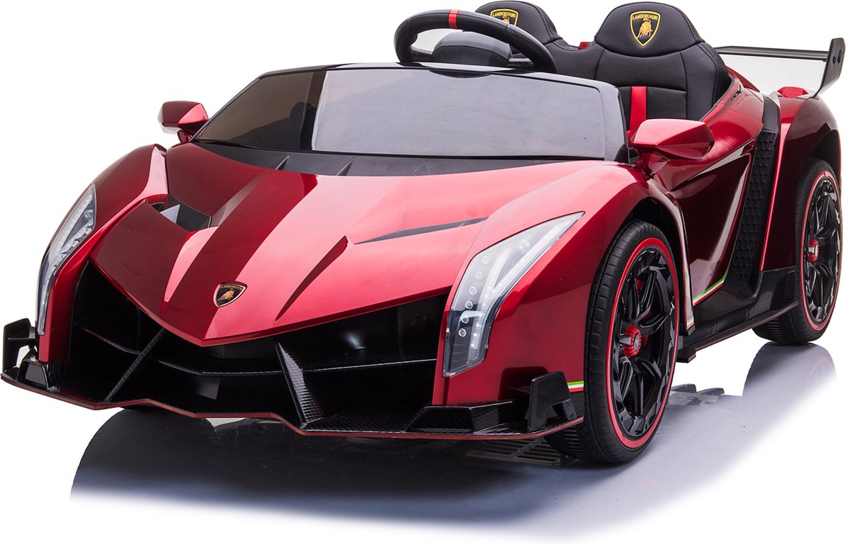 Elektrische Kinderauto Lamborghini Veneno 4x4 2 persoons 24V Met Afstandsbediening FULL OPTION (Metallic Rood)