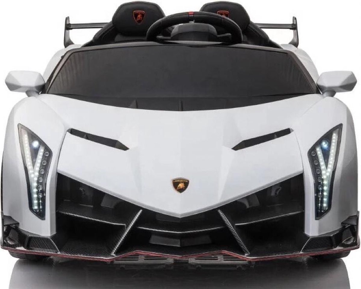 Elektrische Kinderauto Lamborghini Veneno 4x4 Wit 2 persoons 24V Met Afstandsbediening FULL OPTION