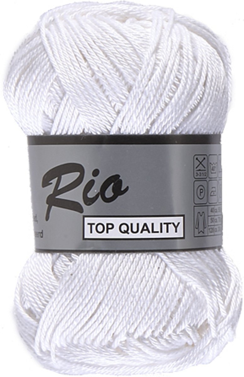 Lammy Yarns Rio katoen, wit, 5 bollen