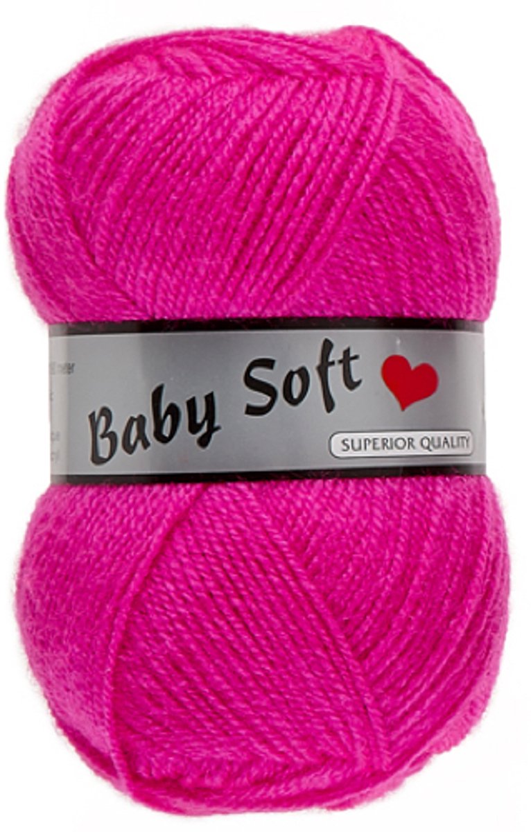 Lammy Yarns - Baby Soft - Kleur 020 fel roze - 5 bollen dun acrylgaren - haakgaren - breigaren - pendikte 3mm