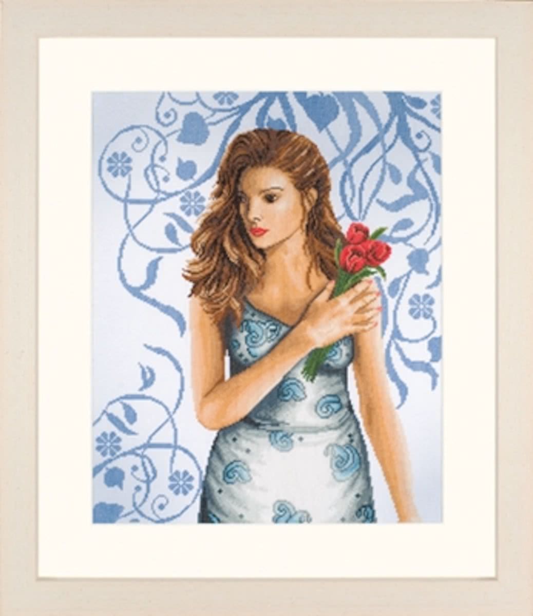 borduurpakket 35027 dame in blauw