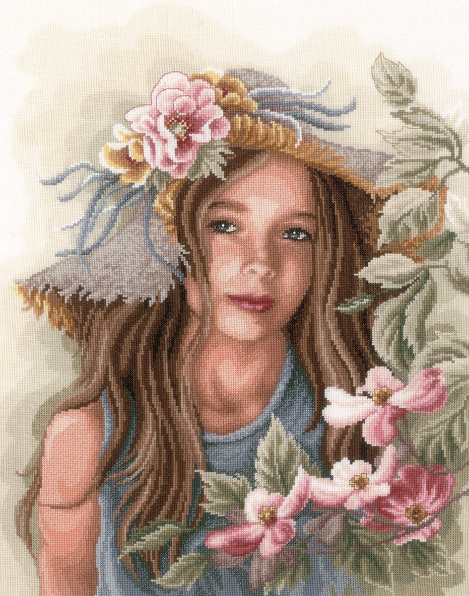 borduurpakket PN0169325 meisje met hoed