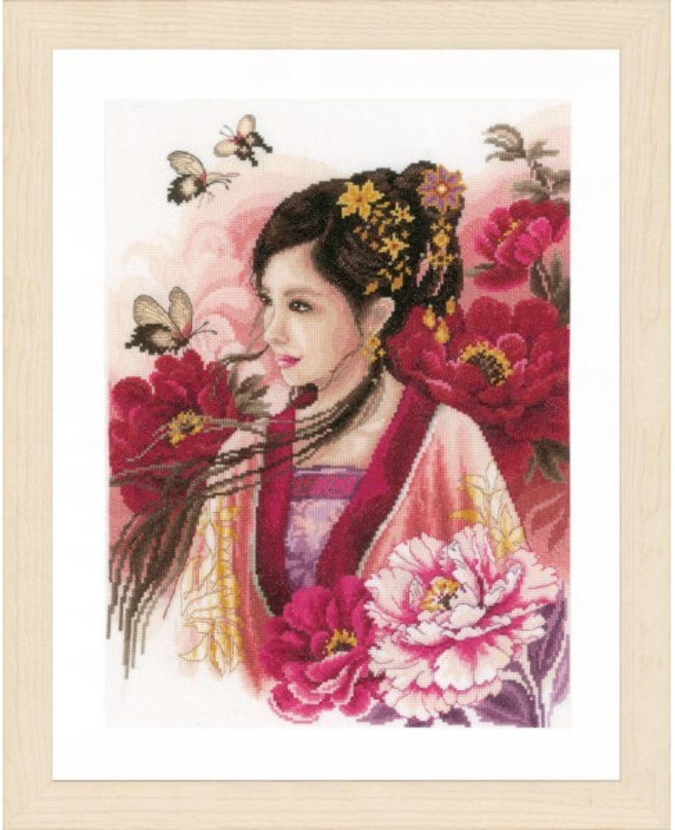 borduurpakket PN0170199 asian lady in pink