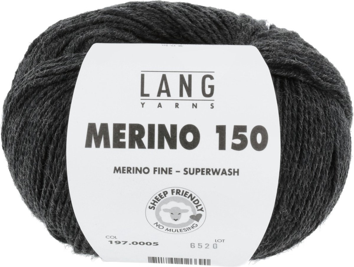 Lang Yarns Merino 150 - 5 antraciet melange