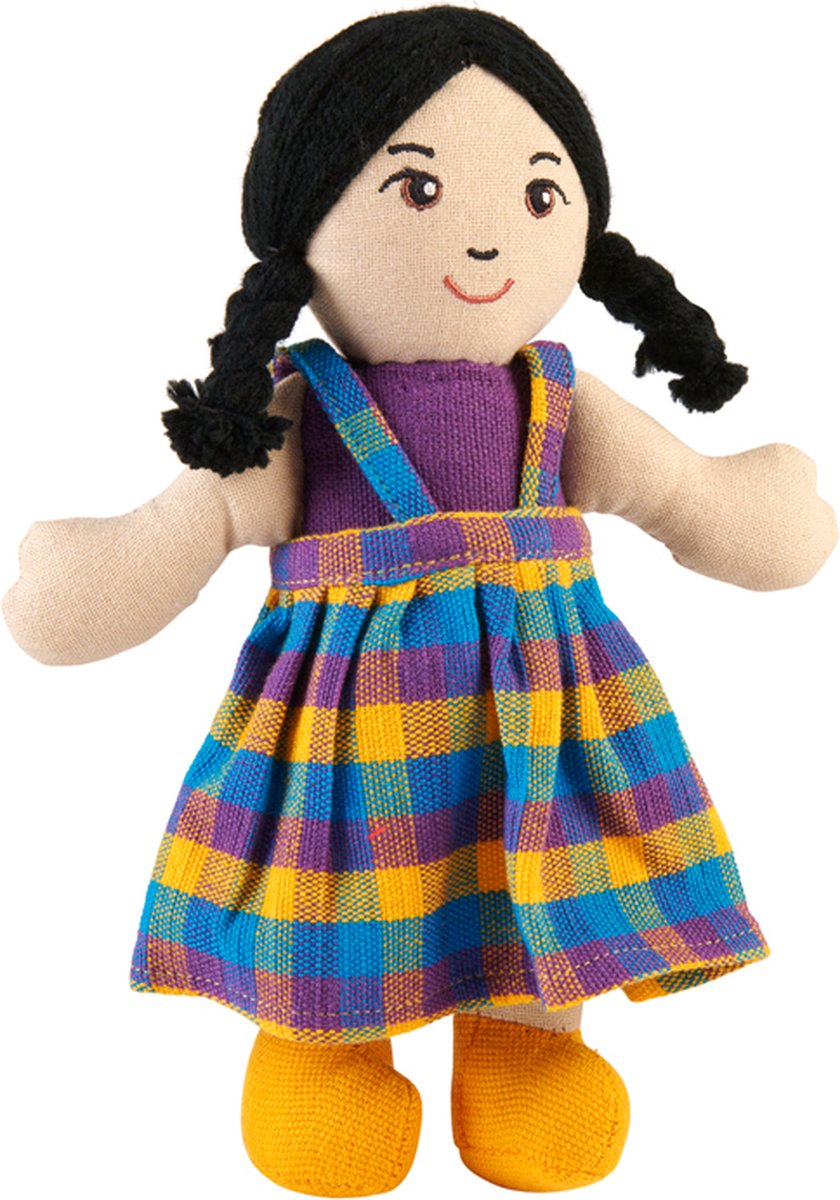 Lanka Kade pop meisje - lappenpop Aziatische huid zwart haar speelgoed.