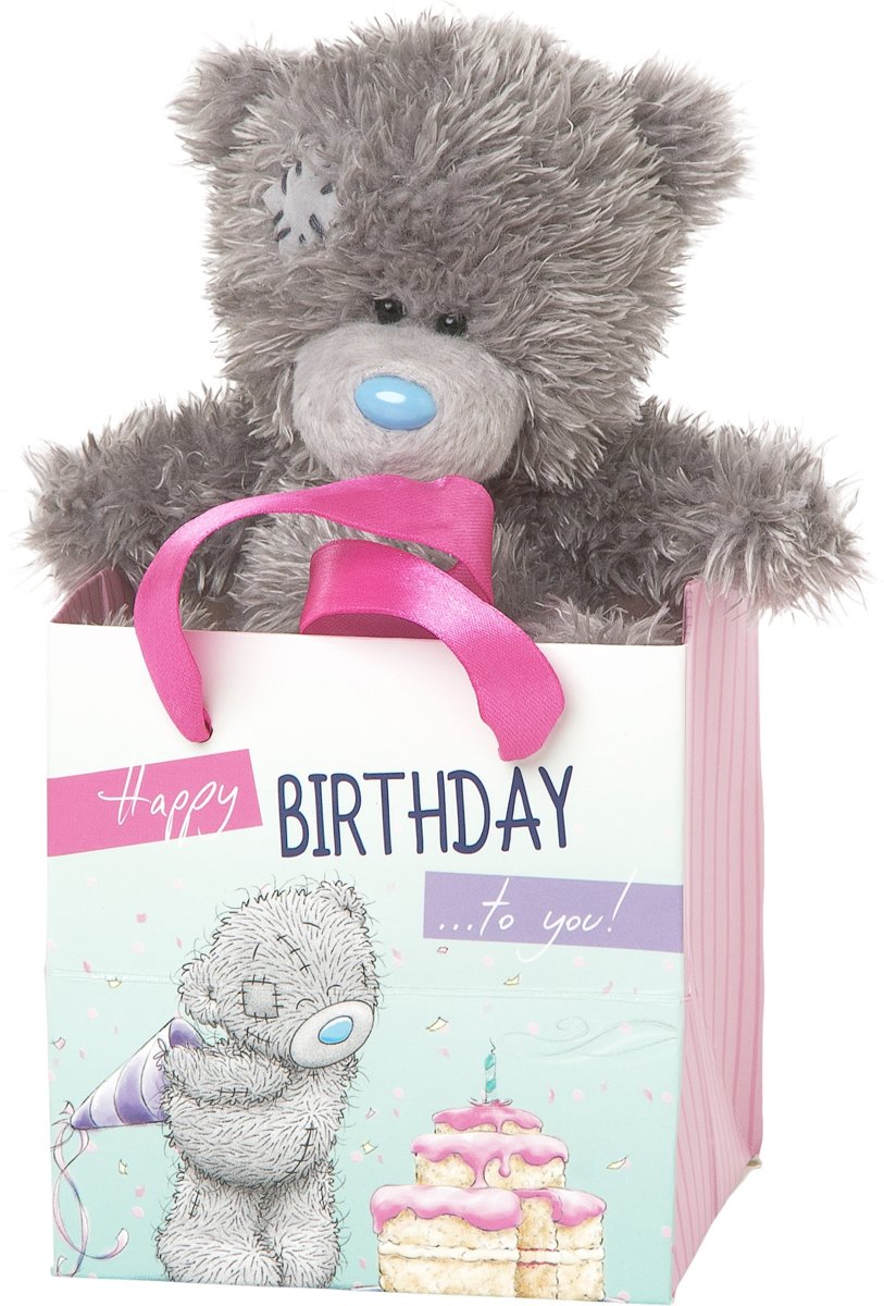Me to You Happy Birthday 13cm - geschenkzakje met knuffelbeer
