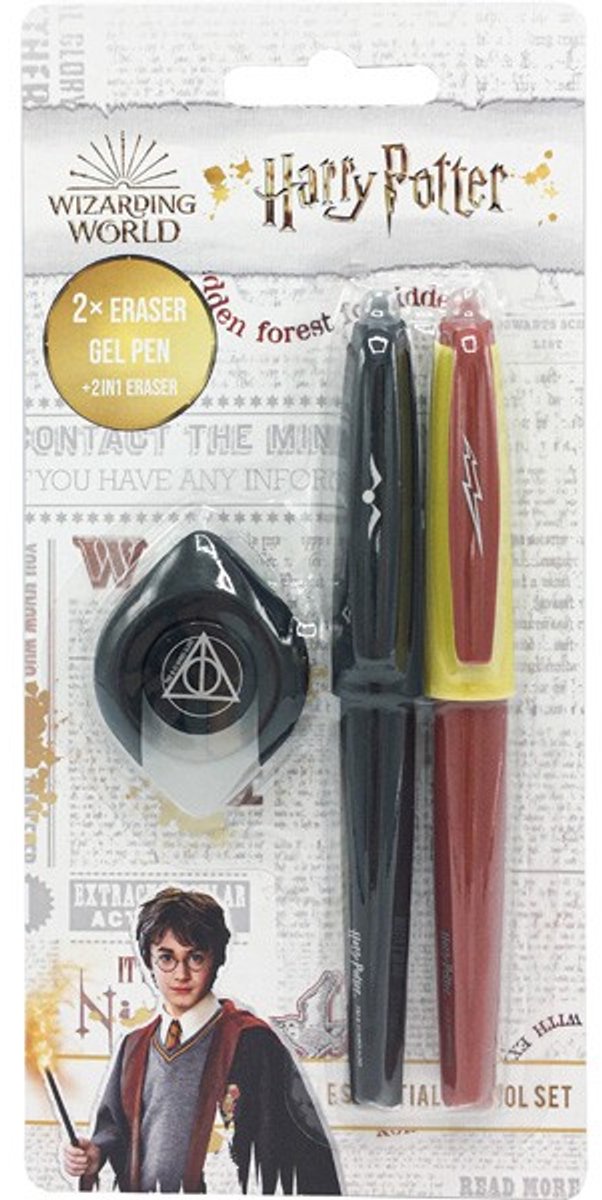 Harry Potter - 2 Uitwisbare Gelbalpennen met gum