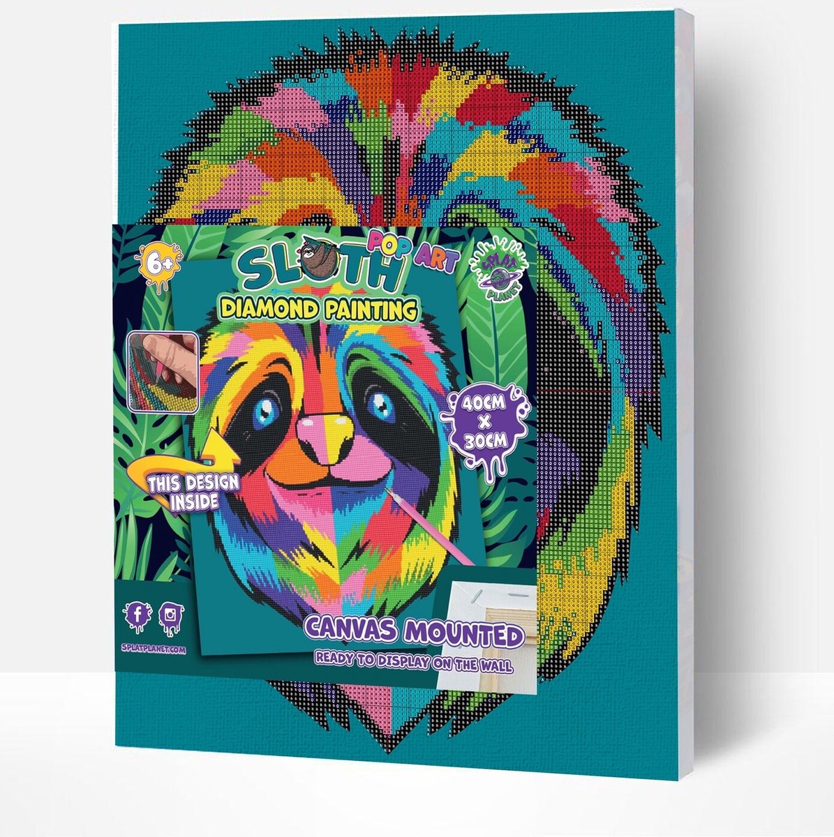 Lannoo - Creative Sets - Diamond Painting - Op Canvas - Luiaard - 30 x 40cm