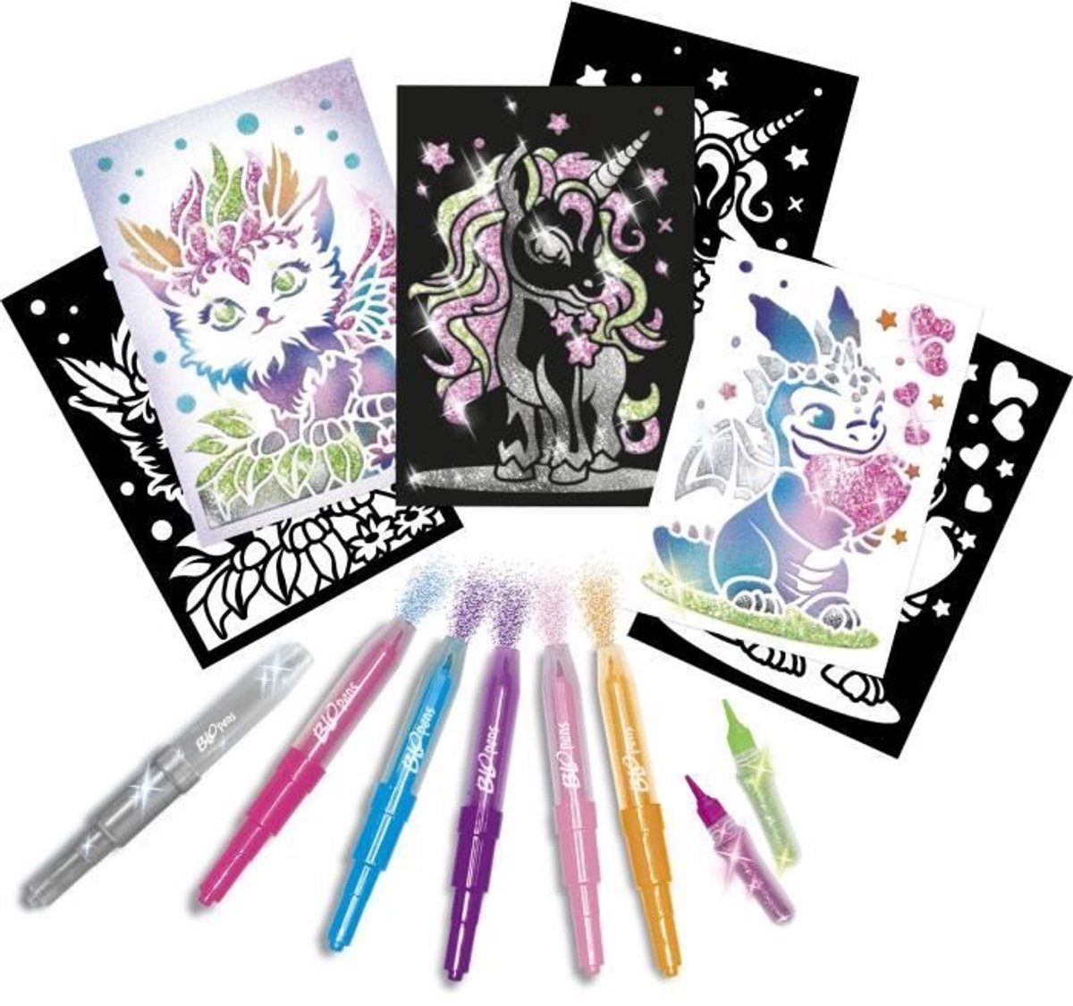Blopens - LANSAY - Glitter Creatures - 6 stencils - Vanaf 6 jaar