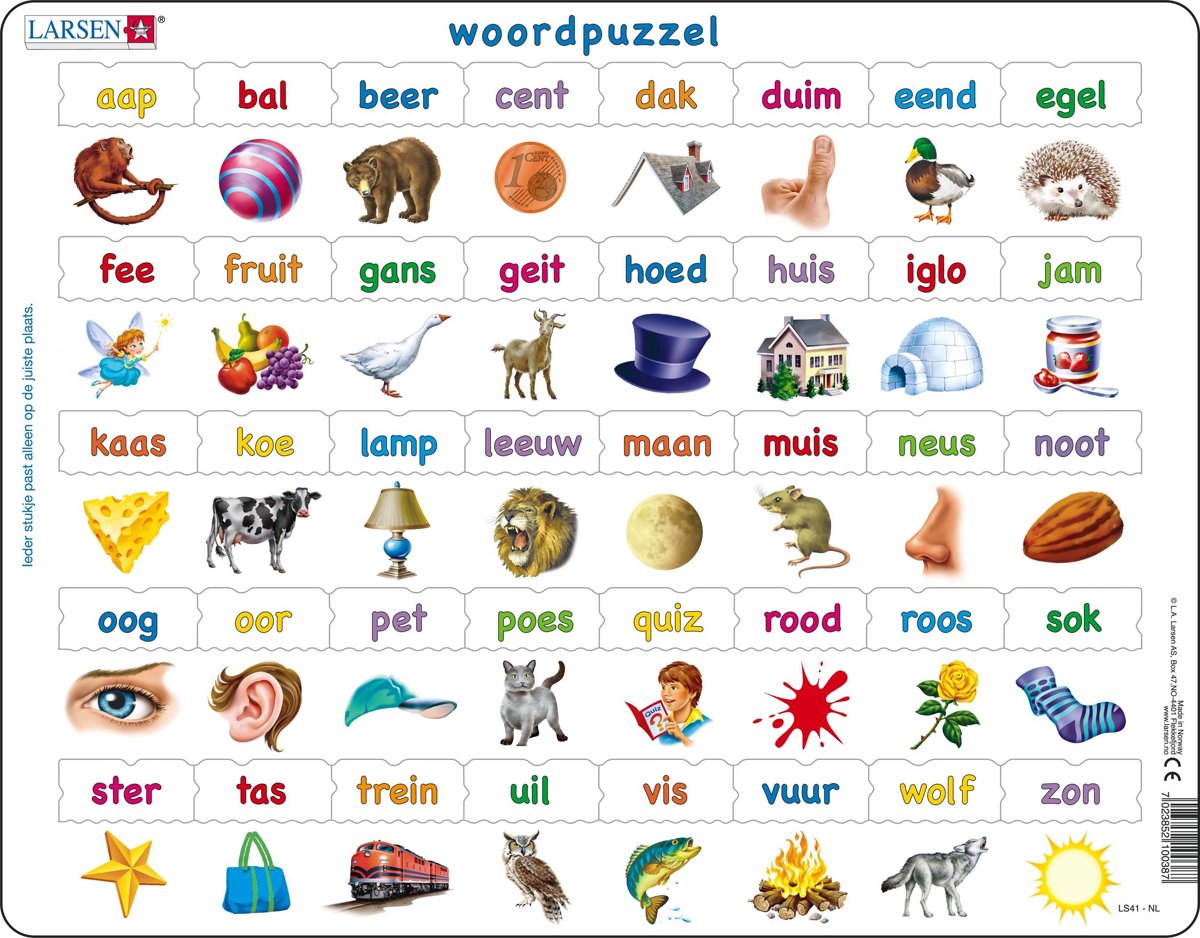 Puzzel Maxi Leren Lezen - Woordpuzzel - 40 stukjes