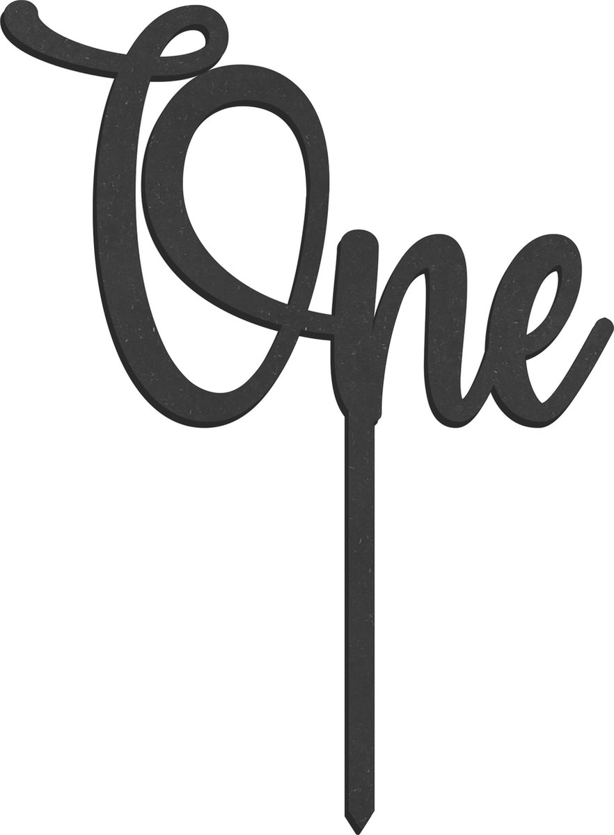 Houten Taarttopper One zwart - Taart decoratie 1 jaar - verjaardag of jubileum