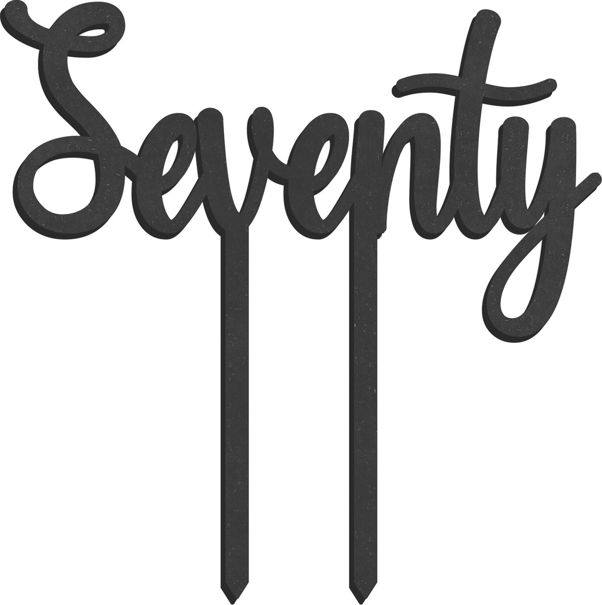 Houten Taarttopper Seventy zwart - Taart decoratie 70 jaar - verjaardag of jubileum