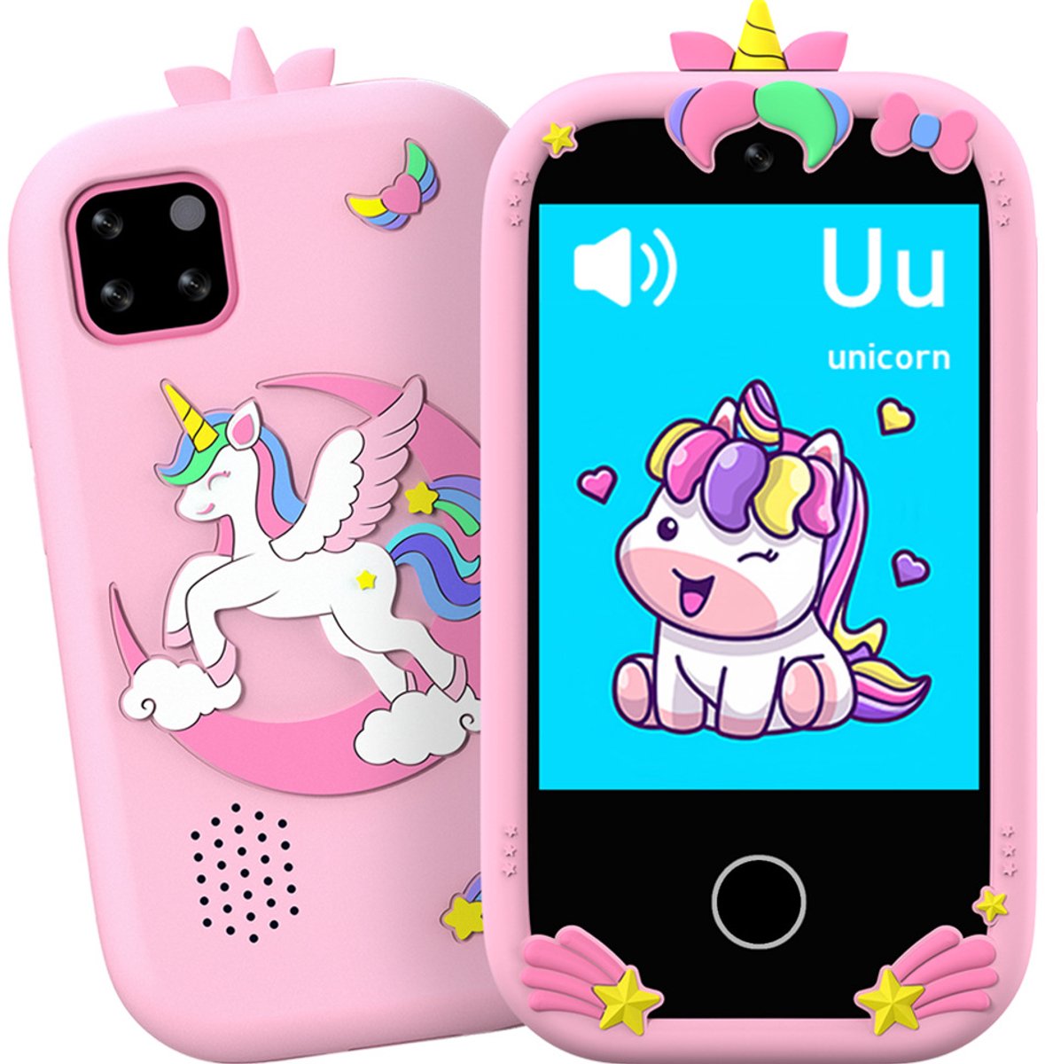 Speelgoed Telefoon - Kindertelefoon - Camera - Video - Spelletjes - Unicorn - Roze