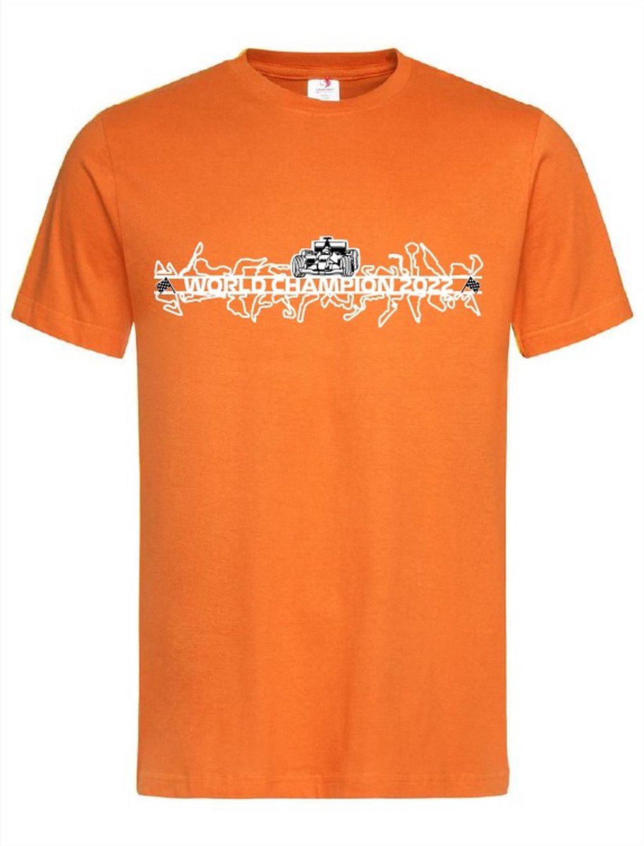 LBM race circuits t-shirt world champion - oranje - maat L- unisex