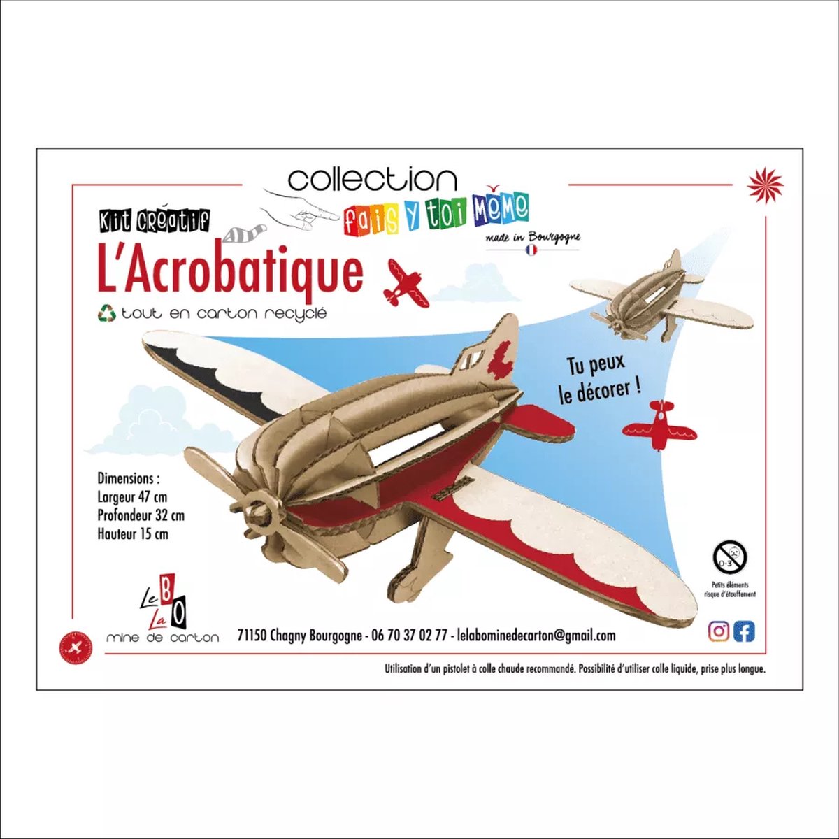 Stuntvliegtuig in karton - Knutselpakket - Decoratief