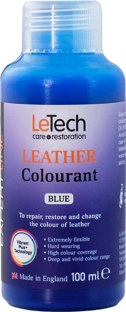 LeTech Leather Colorant Blue - Blauw - leerverf - sneakerverf - 100ml