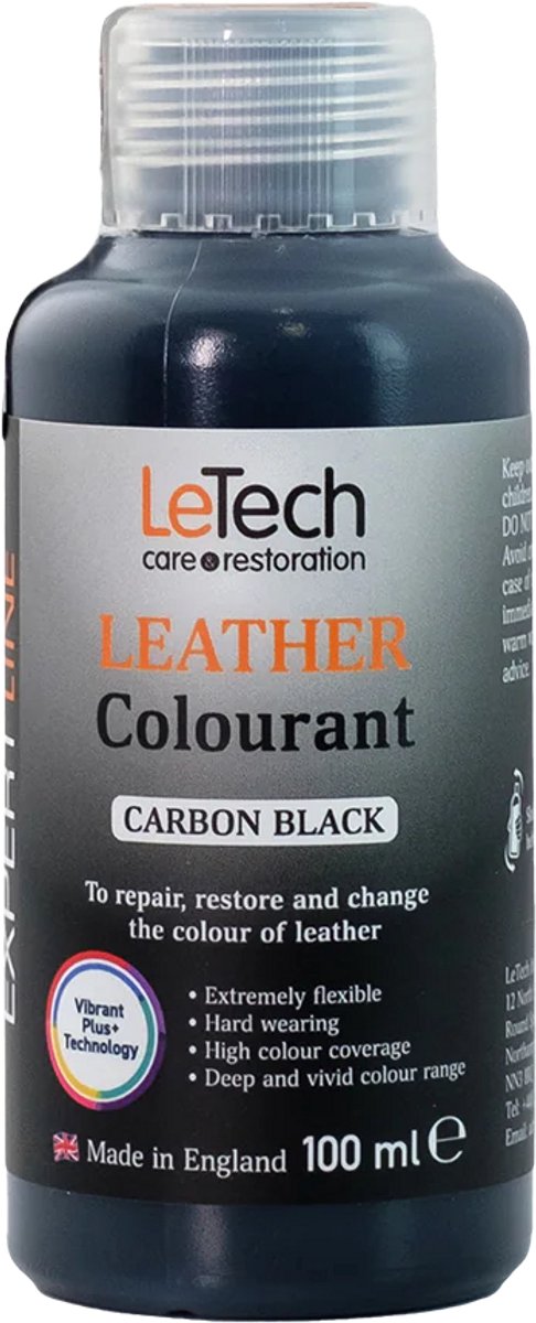 LeTech Leather Colorant Carbon Black - Koolstofzwart - leerverf - sneakerverf - 100ml