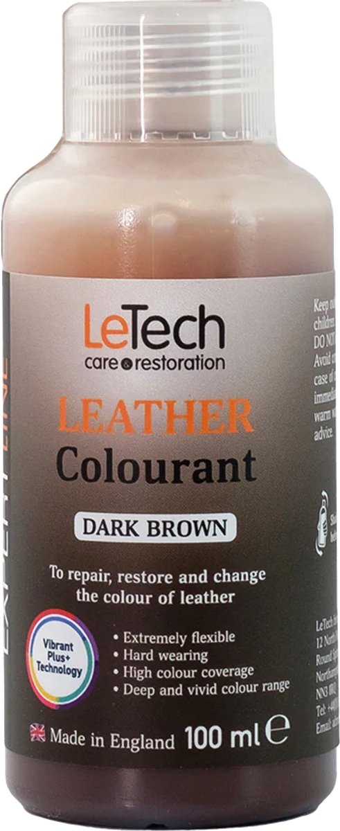 LeTech Leather Colorant Dark Brown - Donker Bruin - leerverf - sneakerverf - 100ml
