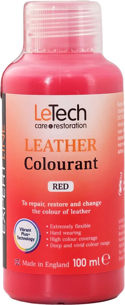 LeTech Leather Colorant Red - Rood - leerverf - sneakerverf - 100ml