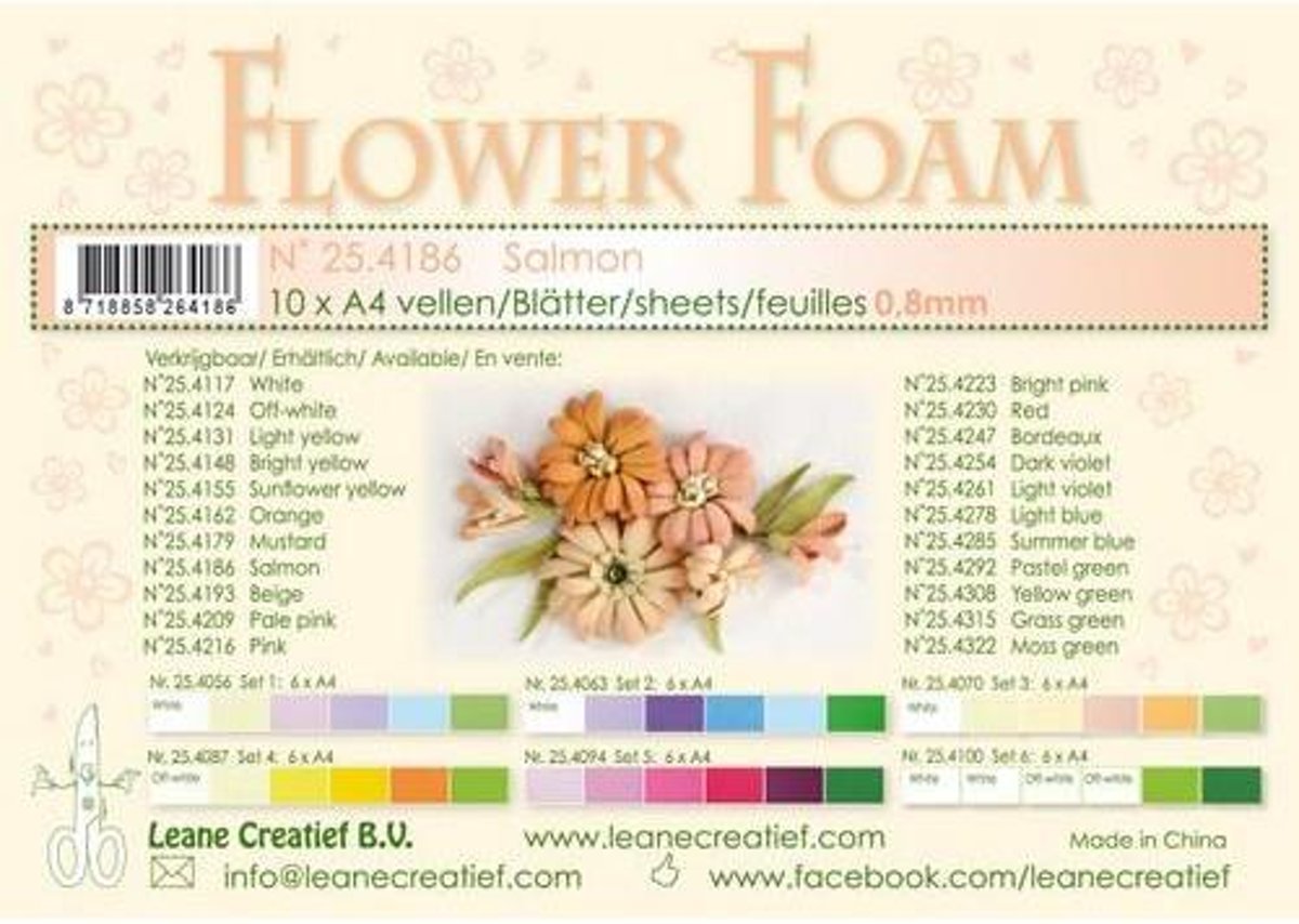 Flower Foam Vellen a4 Zalm