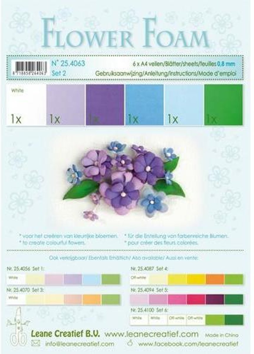 Flower Foam assortiment set 2 Blauw-Paars