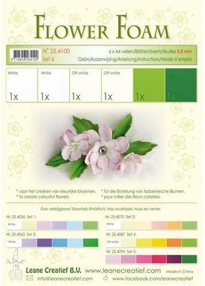 Flower Foam assortiment set 6 Wit - Groen