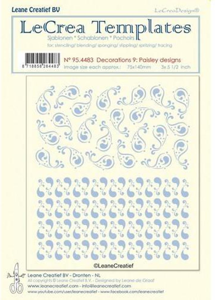 LeCrea - Stencil decoraties 9. Paisley designs 95.4483 75x140 millimeter