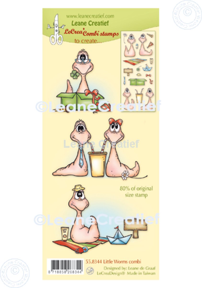 LeCreaDesign combi clear stamp, Wormpjes