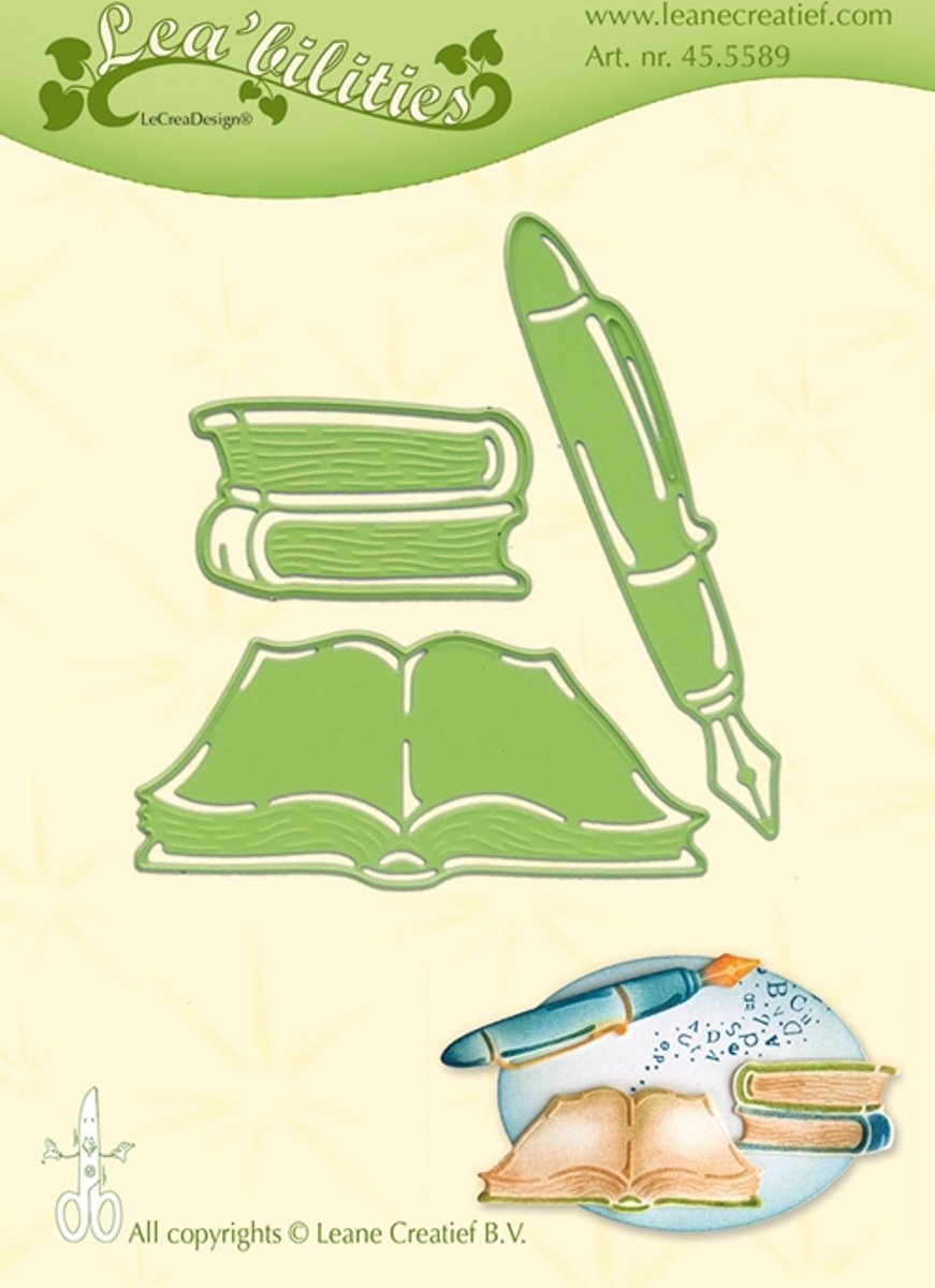 Leabilitie® Books & Pen snij en embossing mal