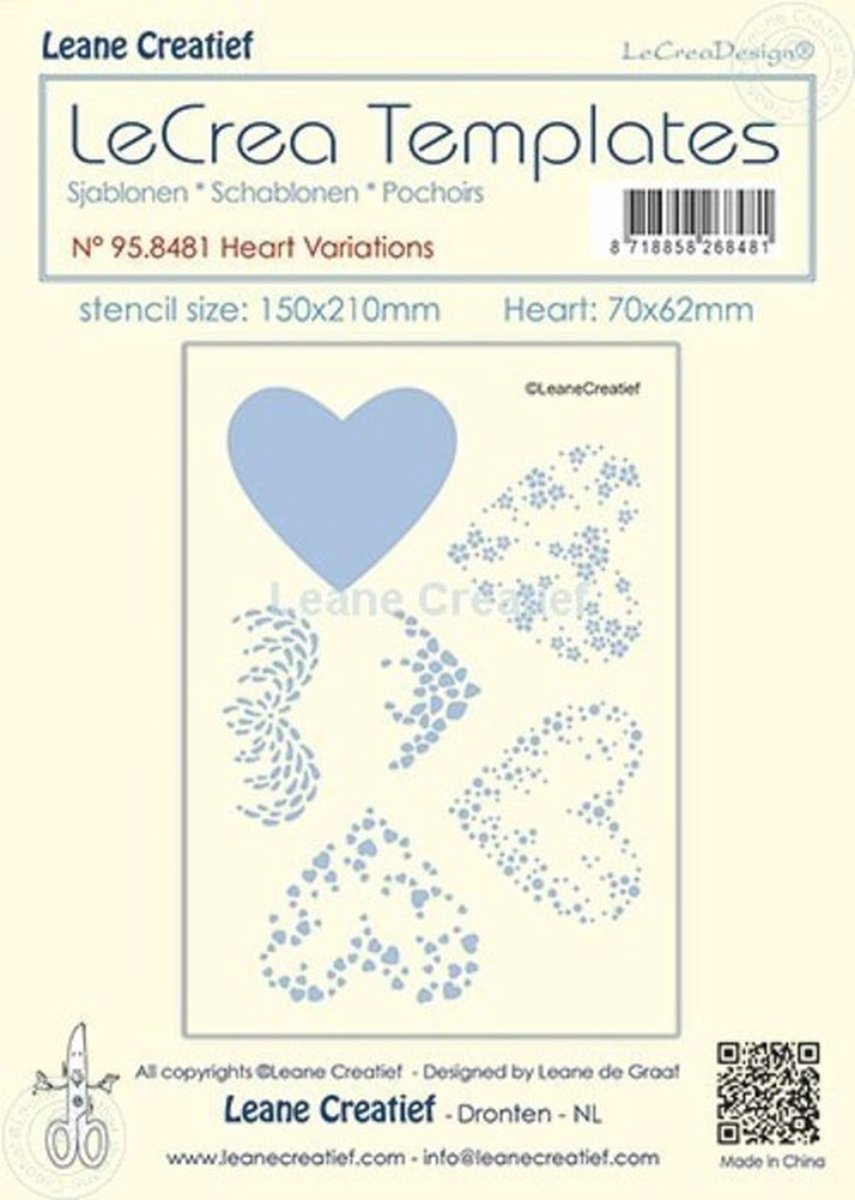 Stencil Hart variaties, Stencil 150x210mm, design 70x62mm