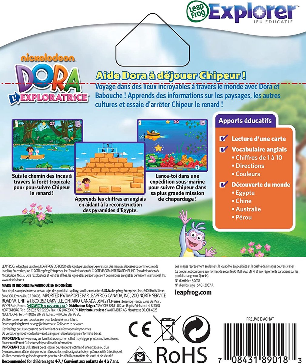 Leapfrog - Jeu Educatif Electronique - LeapPad / LeapPad 2 / Leapster Explorer - Jeu - Dora