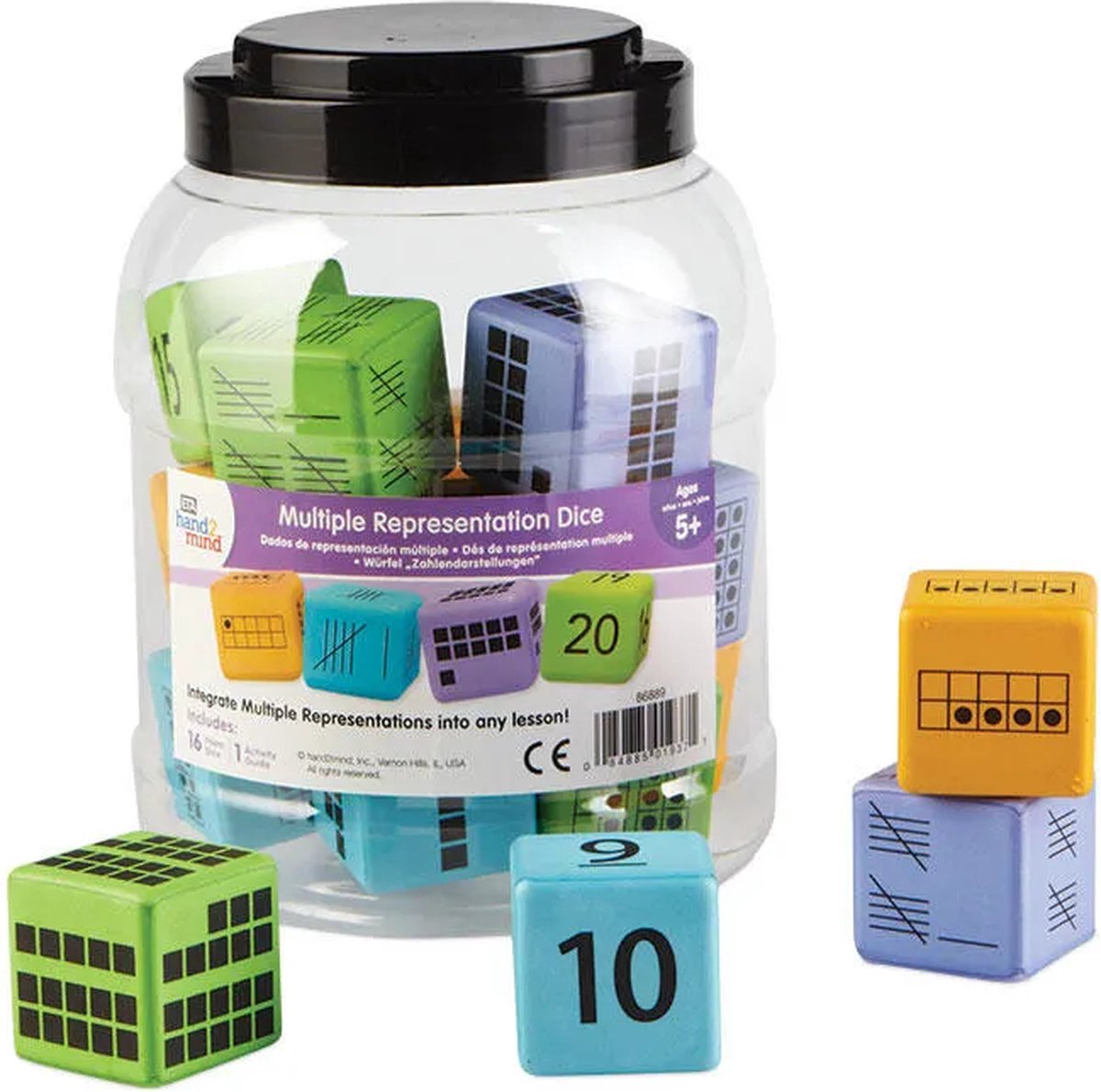 XL foam dobbelstenen getallen - meerdere weergaves (12 st.)