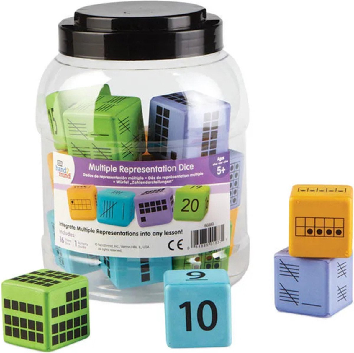 XL foam dobbelstenen getallen - meerdere weergaves (12 st.)