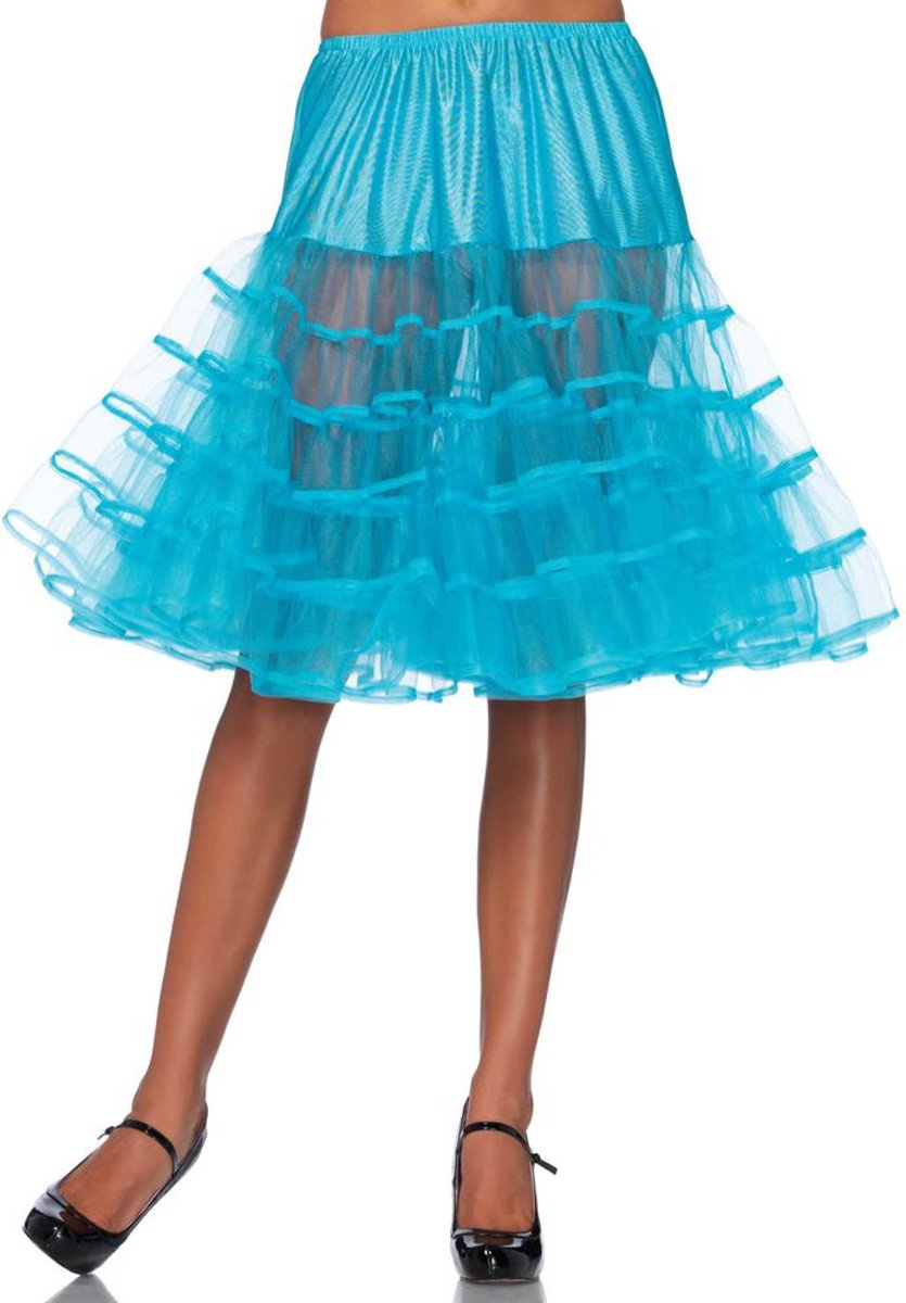 Basic knielange petticoat rok turquoise - Kostuum Party - One size - Leg Avenue