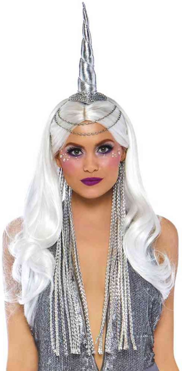 Celestial Unicorn haarband verkleed accessoire zilver - One size -  