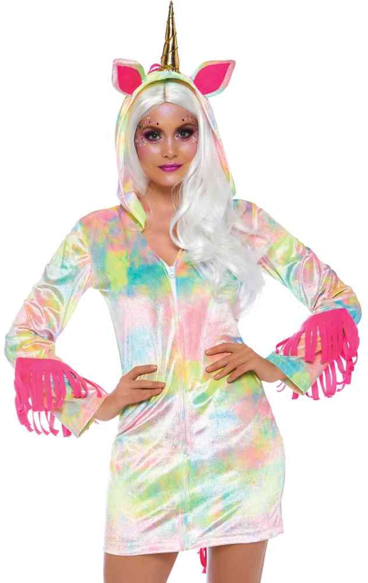Enchanted Velvet Unicorn dames kostuum jurk multicolours - XL/2XL - Leg Avenue