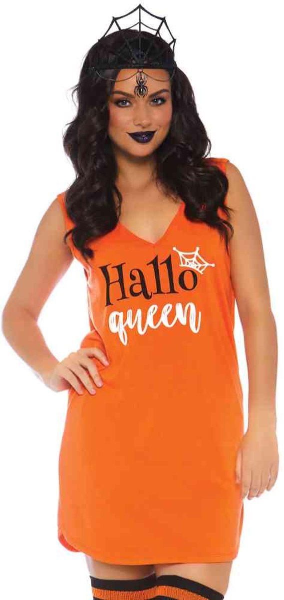 HalloQueen jersey jurk oranje - S - Leg Avenue