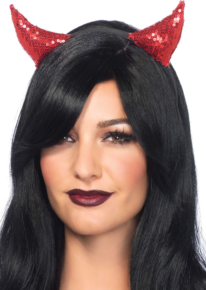   A1535 Haarband met pailletten duivel oortjes