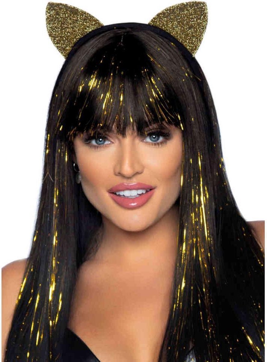   Oren haarband Glitter Cat Goudkleurig