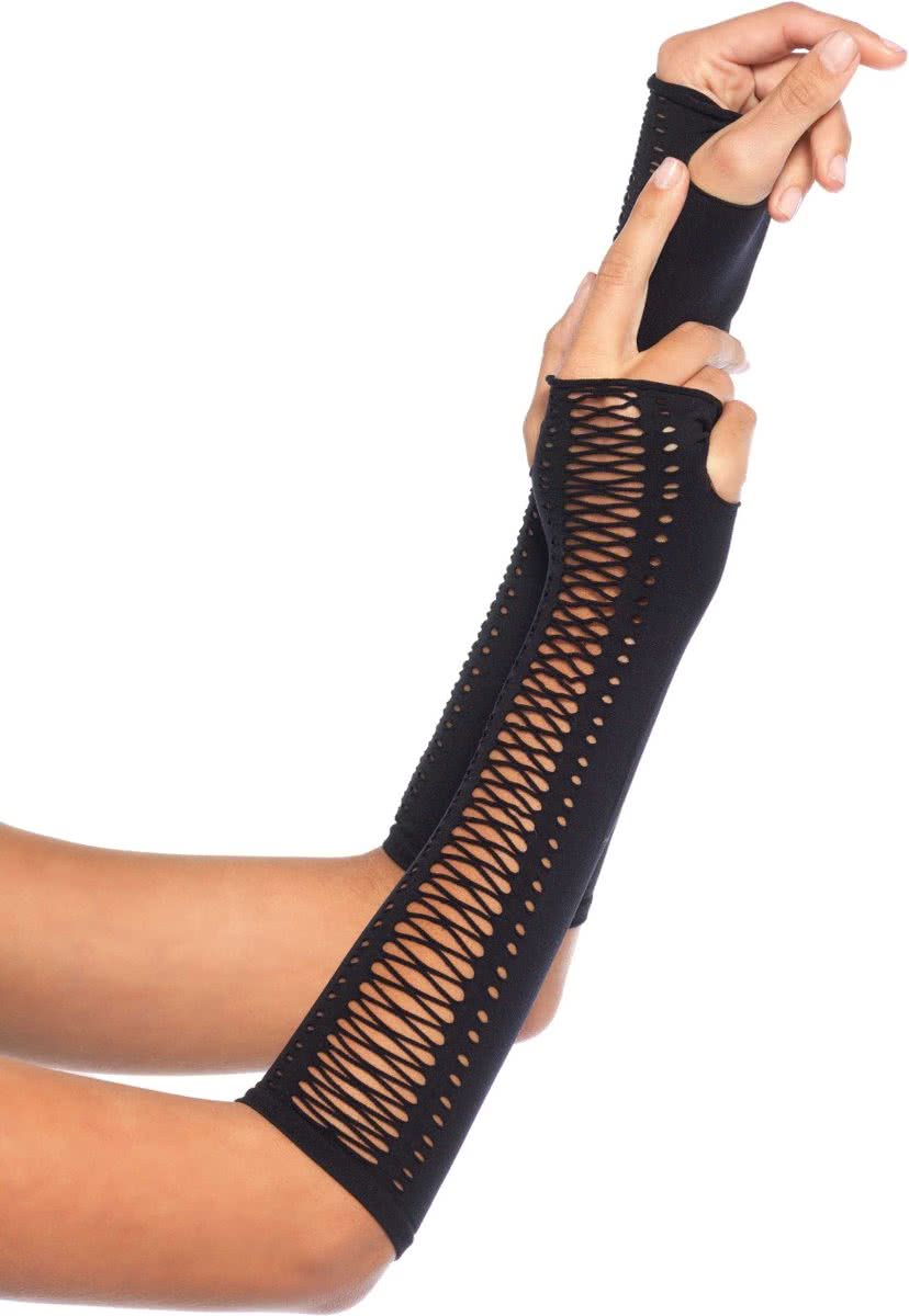 Leg Avenue fingerloze corset handschoenen Model 2148 (zwart)